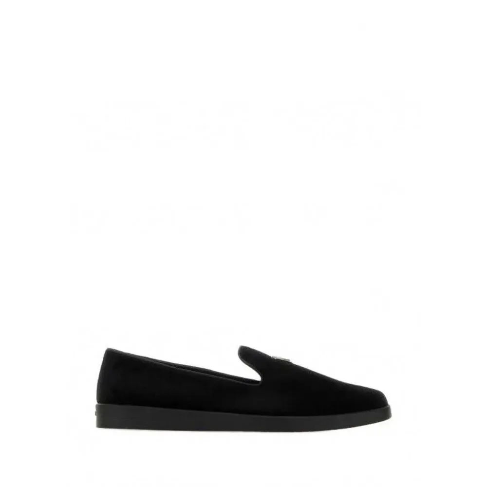 Suede Triangle Logo Loafers